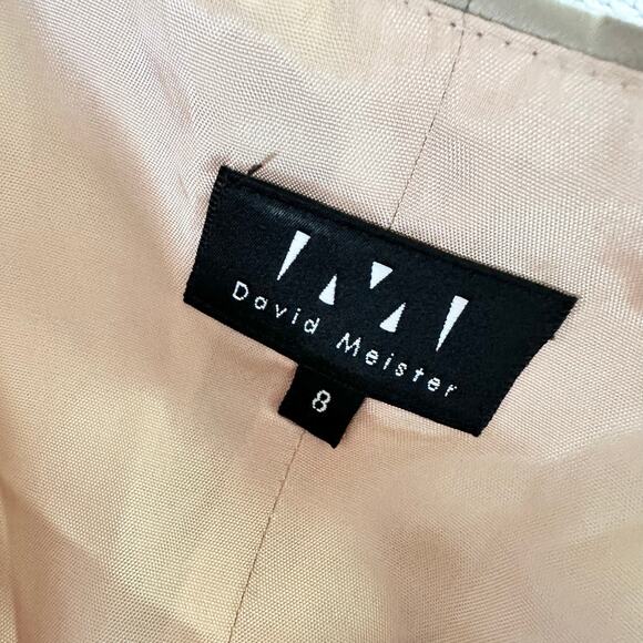 David Meister Vintage Gold Beige Shine Silk Jeweled Buttons Halter Blouse Y2K 8 - Picture 2 of 9